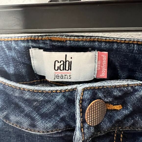 Cabi Slim Boyfriend Jeans Blue Mid-Rise 5-Pocket Frayed Hem Star Ankle Sz - Picture 4 of 7